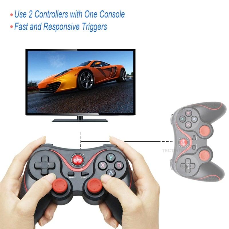 Manette de jeu Joystick sans fil blanche durable compatible Bluetooth BT3.0 avec téléphone portable Tablette Manette sans fil Manette de jeu Joystick compatible avec Slim 360 PC Windows 7 8 10 (Blanc)
