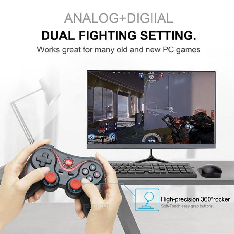 Manette de jeu Joystick sans fil blanche durable compatible Bluetooth BT3.0 avec téléphone portable Tablette Manette sans fil Manette de jeu Joystick compatible avec Slim 360 PC Windows 7 8 10 (Blanc)