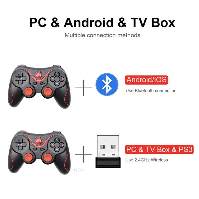Manette de jeu Joystick sans fil blanche durable compatible Bluetooth BT3.0 avec téléphone portable Tablette Manette sans fil Manette de jeu Joystick compatible avec Slim 360 PC Windows 7 8 10 (Blanc)