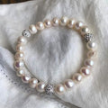 Bracelet extensible en cristal Swarovski et véritables perles d'eau douce