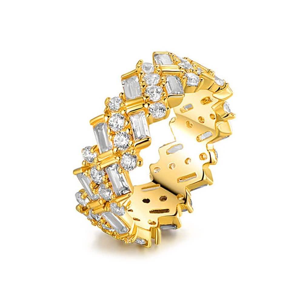 Bague en cristal plaqué or Swarovski - Taille : 6
