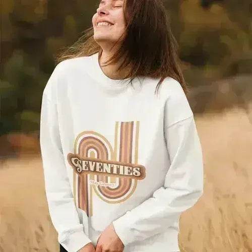 Sweat-shirt rétro années 70 - Col rond ample vintage | Femstylo