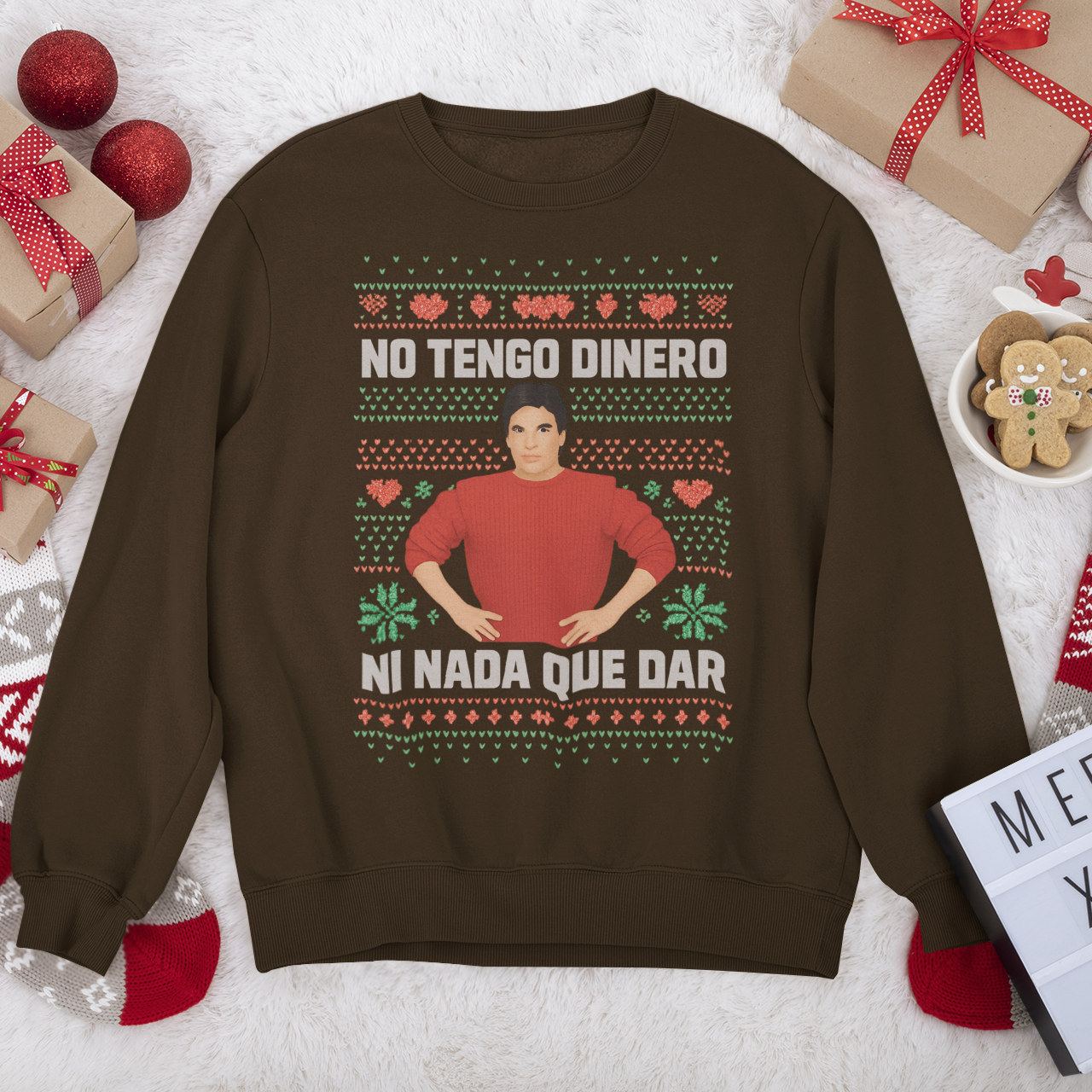 Pull de Noël moche « No Tengo Dinero Ni Nada Que Dar » Gabriel Latino | 3 couleurs
