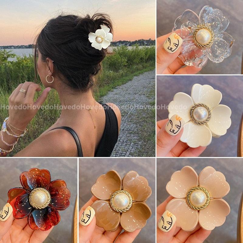 Barrettes en forme de fleur douce pour femmes et filles, pinces à cheveux chics, épingles à cheveux crabe, coiffure Bohème, pinces à mâchoire pour cheveux moyens et épais, femmes