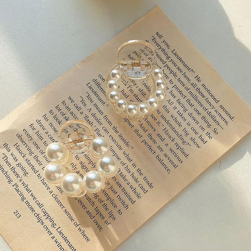 Mini barrettes rondes à perles douces pour femmes, pinces à cheveux chic, épingles à cheveux en forme de crabe, accessoires de coiffure magnifiques et tendance pour femmes