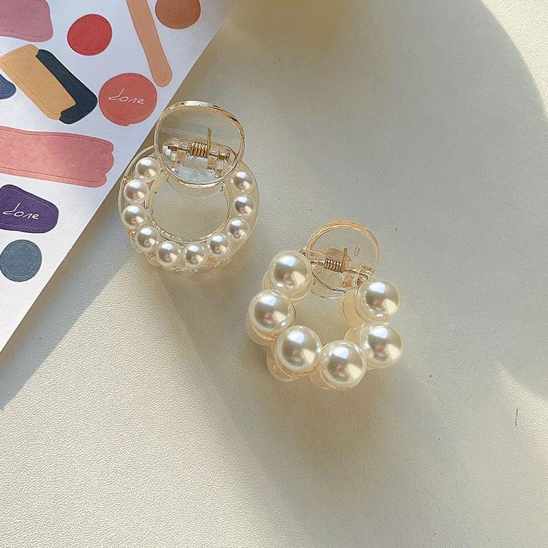 Mini barrettes rondes à perles douces pour femmes, pinces à cheveux chic, épingles à cheveux en forme de crabe, accessoires de coiffure magnifiques et tendance pour femmes