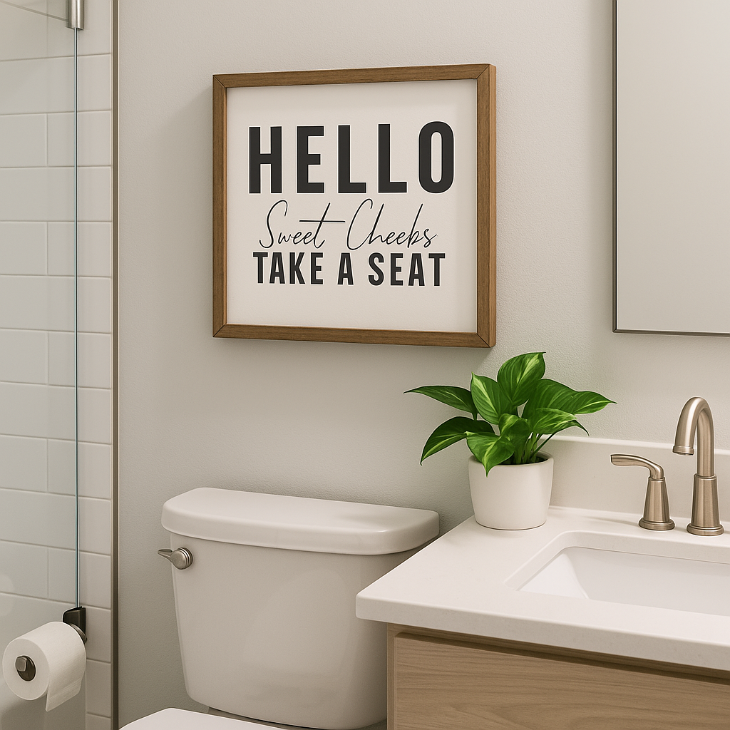 Hello Sweet Cheeks – Take a Seat Printable Bathroom Decor (Instant Download)