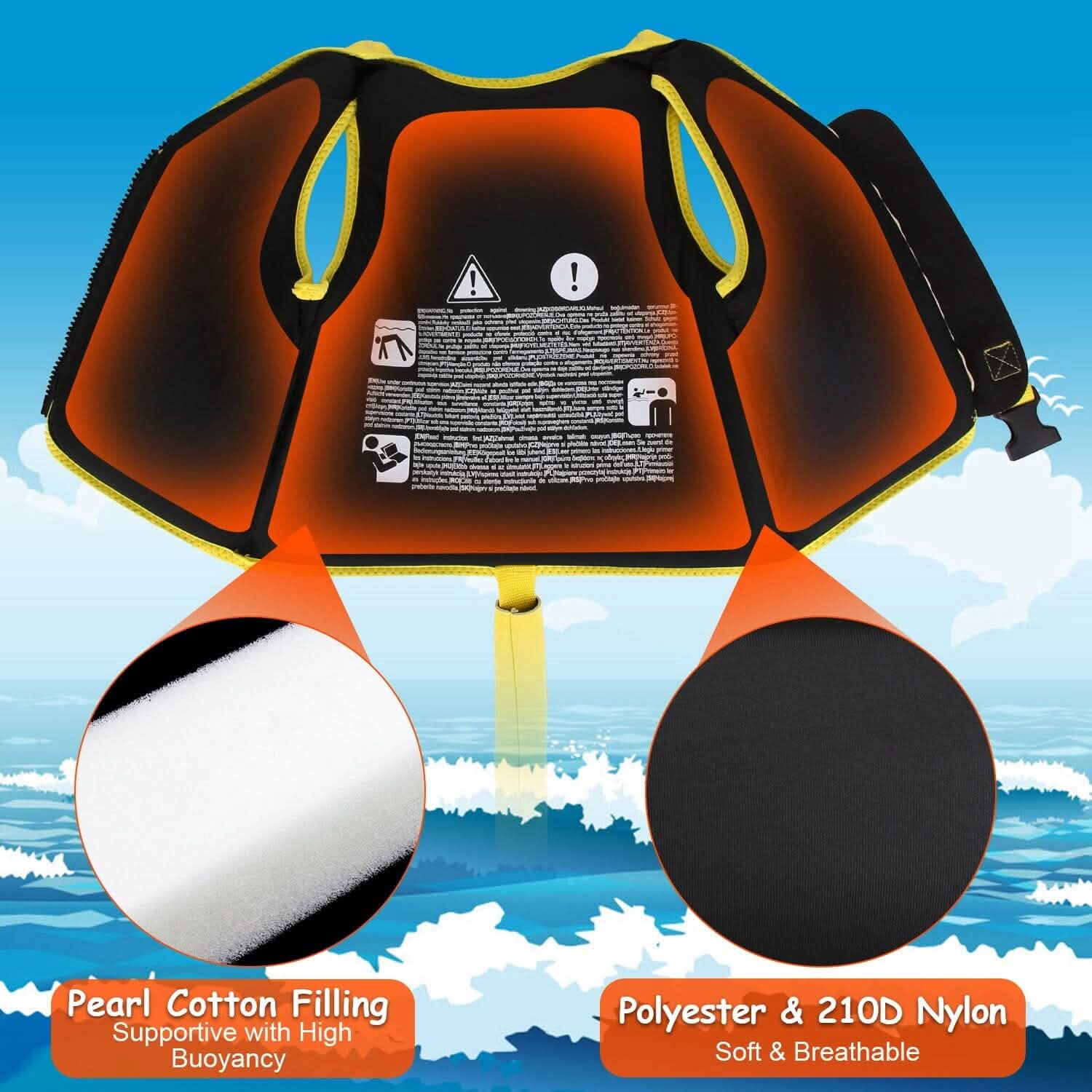Gilet de flottaison pour enfants avec sangle d'entrejambe réglable