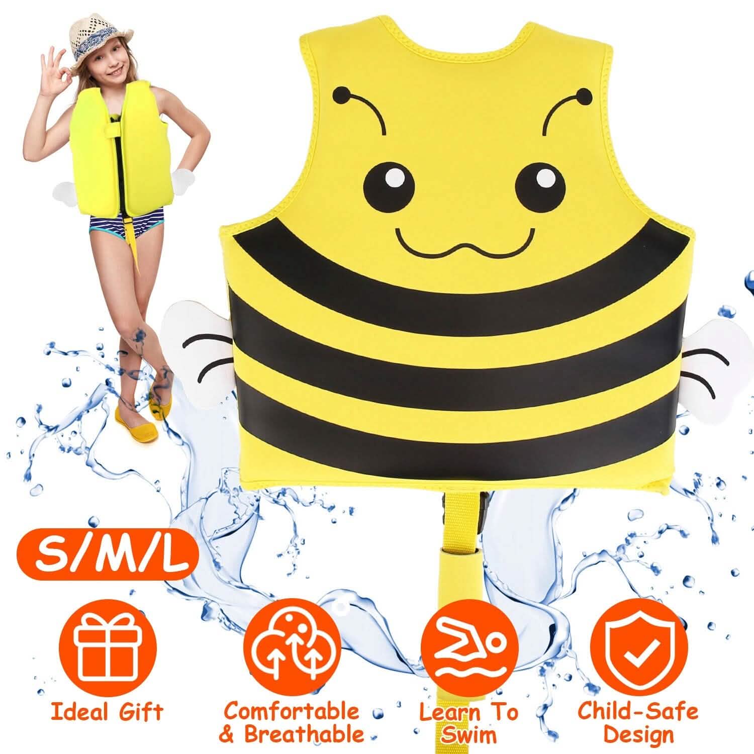 Gilet de flottaison pour enfants avec sangle d'entrejambe réglable