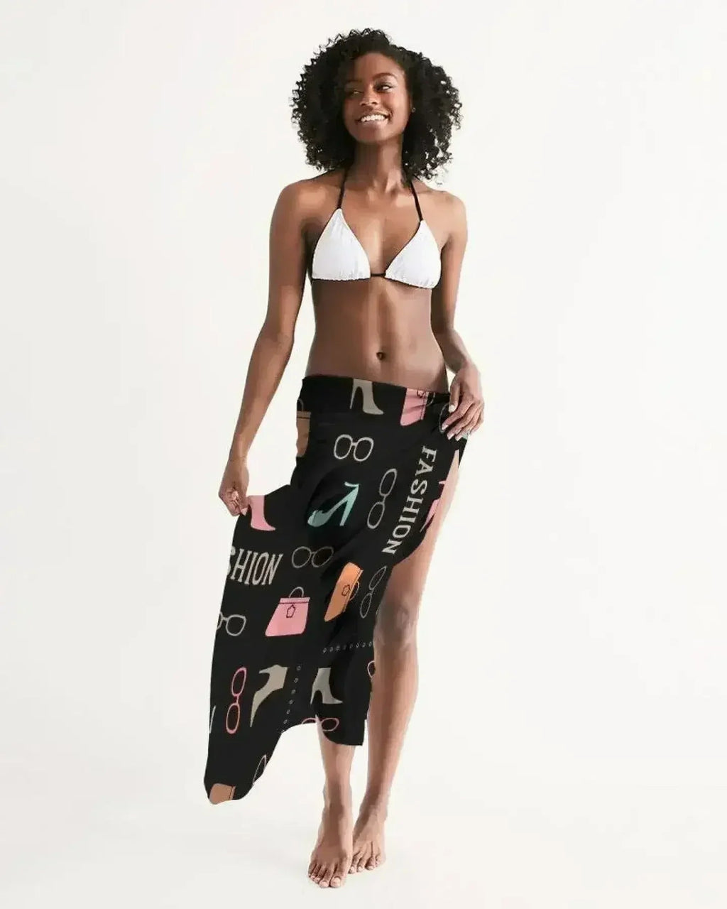 Paréo de bain noir transparent stylé