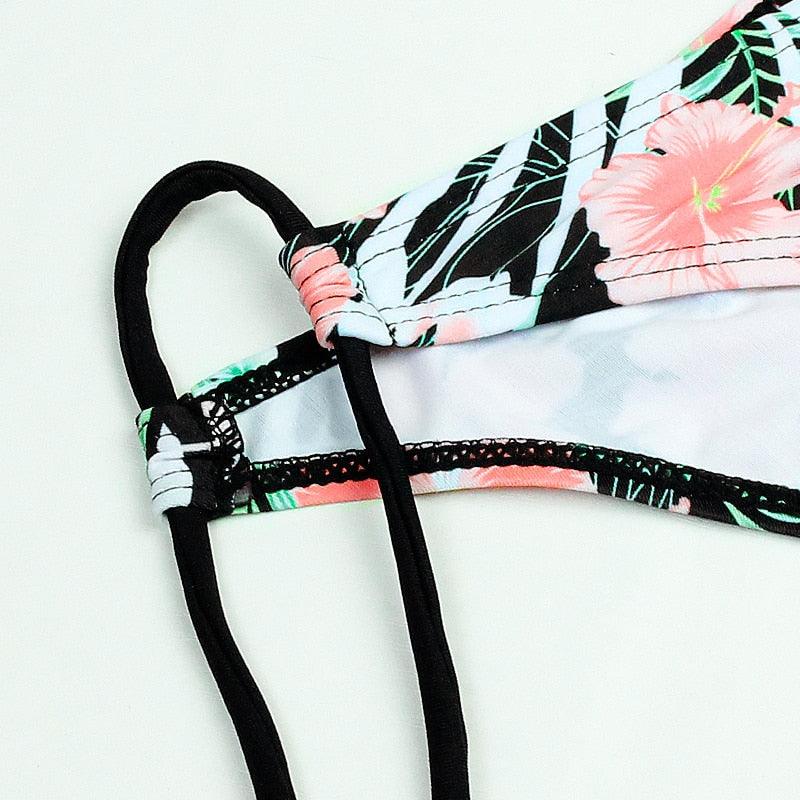Maillot de Bain Femme Push Up Imprimé Floral Maillots de Bain Deux Pièces Beachwear