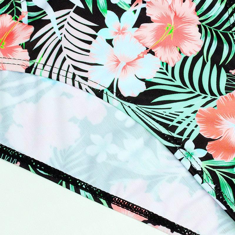 Maillot de Bain Femme Push Up Imprimé Floral Maillots de Bain Deux Pièces Beachwear