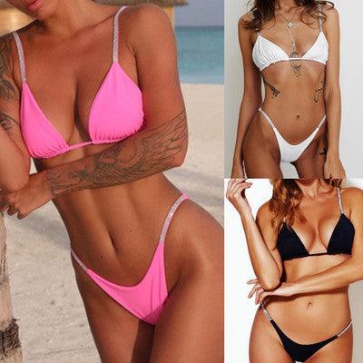 Maillot de bain femme Micro Bikini Uni Noir String Maillots de bain Maillot de bain 2 pièces Bikinis pour femmes Maillot de bain deux pièces pour femmes