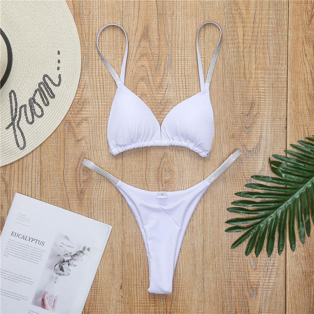 Maillot de bain femme Micro Bikini Uni Noir String Maillots de bain Maillot de bain 2 pièces Bikinis pour femmes Maillot de bain deux pièces pour femmes