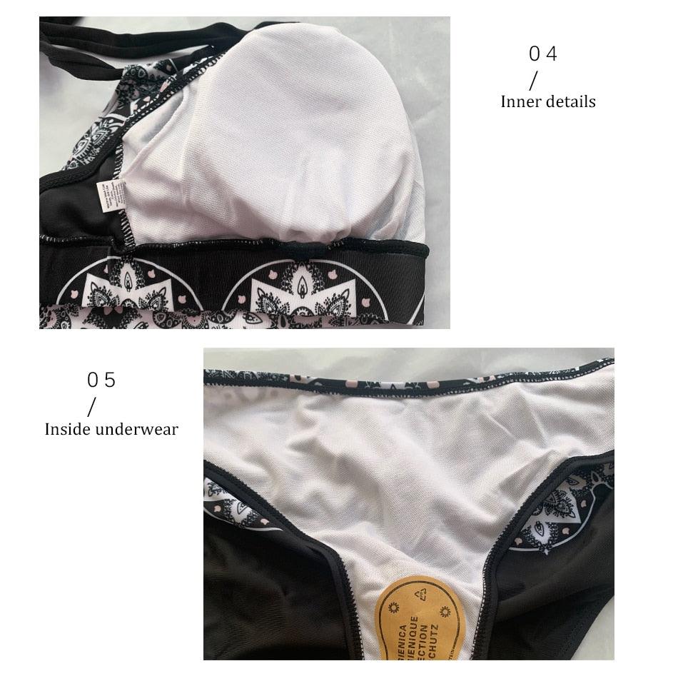 Maillot de bain femme grande taille deux pièces séparé Bikini rembourré Push-up, ensemble bikini deux pièces, maillot de bain femme, cadeau pour maman, épouse, petite amie, maillot de bain push-up rembourré, dos nu, polyester imprimé, vêtement de plage.