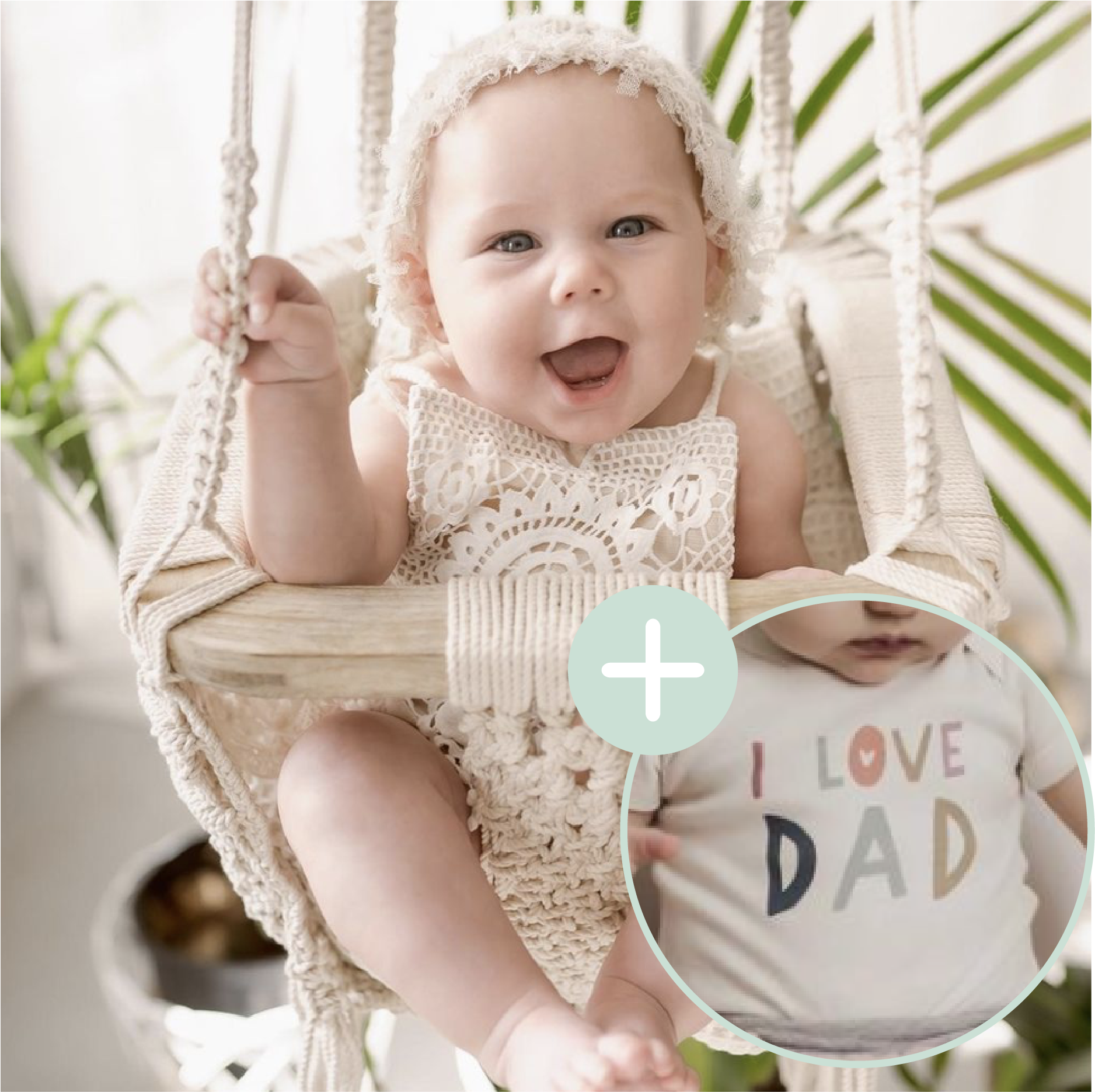 Lot balancelle en macramé et body "Love Dad"