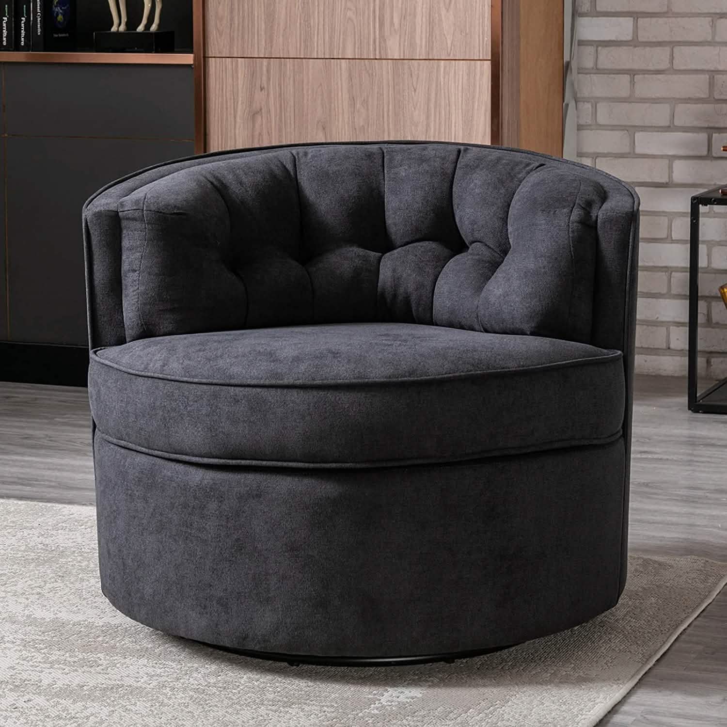 Fauteuil de lecture pivotant en tissu de lin