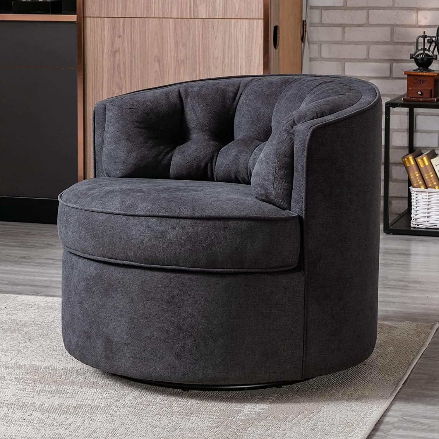 Fauteuil de lecture pivotant en tissu de lin