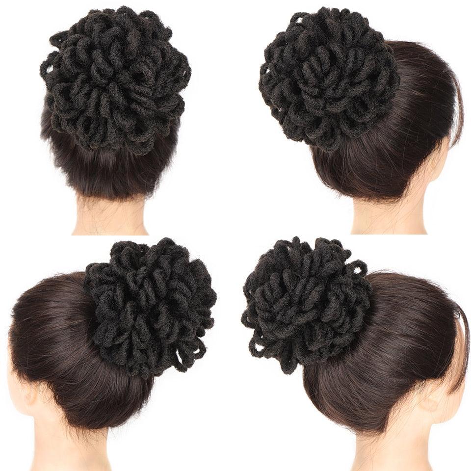 Chignon synthétique de dreadlocks fausses locks, postiche chignon avec cordon, extensions de cheveux à clipser pour femmes noires, extensions de cheveux à clipser pour chignons volumineux pour filles