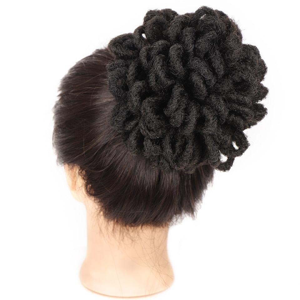 Chignon synthétique de dreadlocks fausses locks, postiche chignon avec cordon, extensions de cheveux à clipser pour femmes noires, extensions de cheveux à clipser pour chignons volumineux pour filles