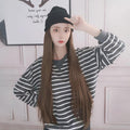Perruques synthétiques pour femmes, chapeau tricoté long et droit, extension de cheveux noirs, perruque avec cheveux naturellement connectés, pour femmes noires, perruques de Cosplay pour femmes