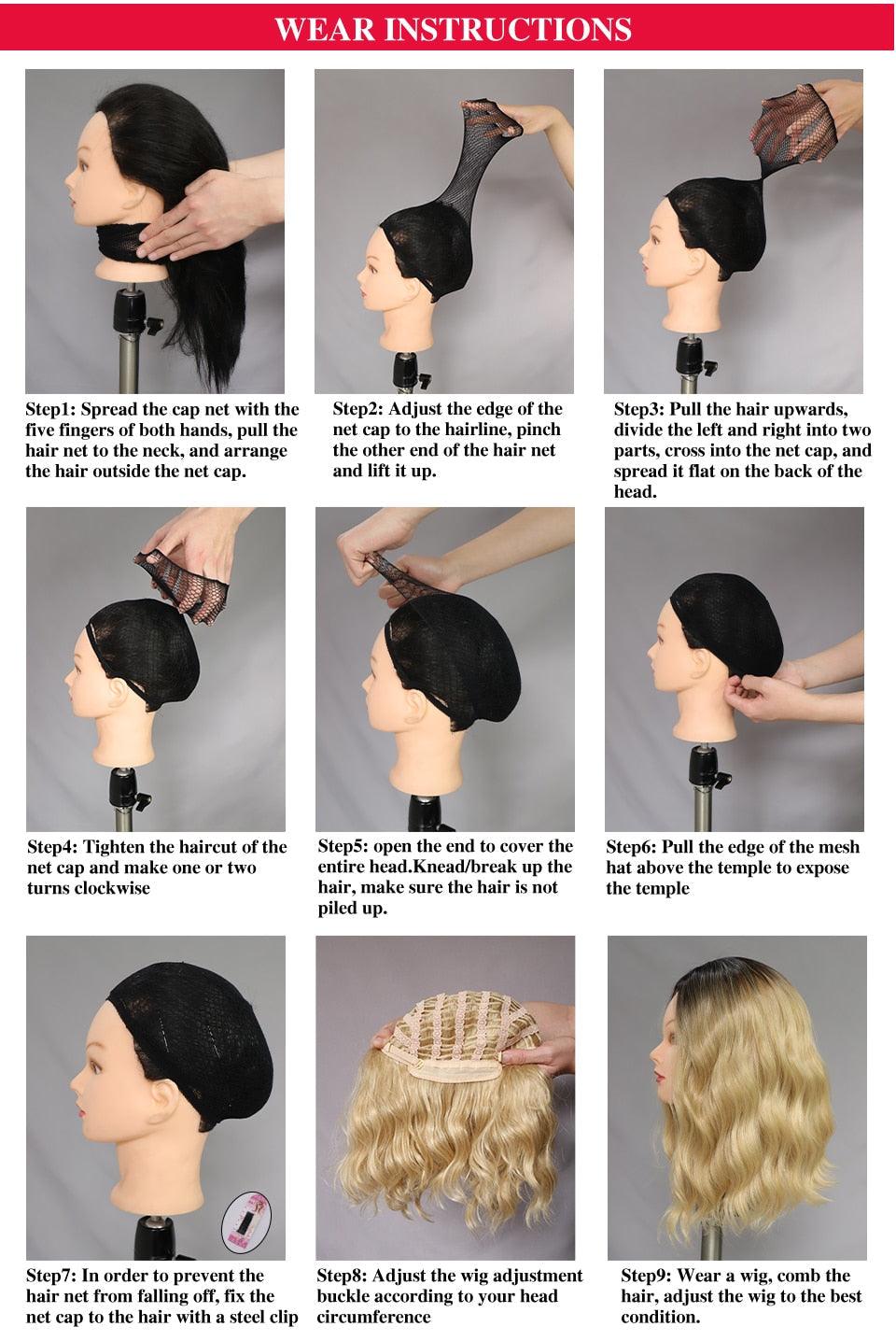 Perruques synthétiques pour femmes, chapeau tricoté long et droit, extension de cheveux noirs, perruque avec cheveux naturellement connectés, pour femmes noires, perruques de Cosplay pour femmes