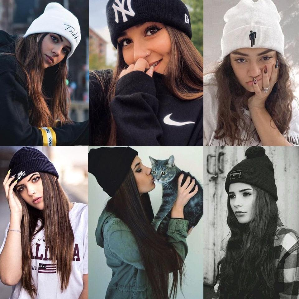 Perruques synthétiques pour femmes, chapeau tricoté long et droit, extension de cheveux noirs, perruque avec cheveux naturellement connectés, pour femmes noires, perruques de Cosplay pour femmes
