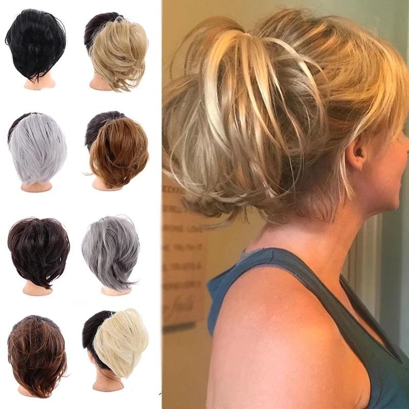 Chignon désordonné synthétique avec élastiques pour cheveux, beignet, queue de cheval droite, pièces de cheveux pour femmes, extensions de cheveux à clipser pour chignons volumineux pour filles