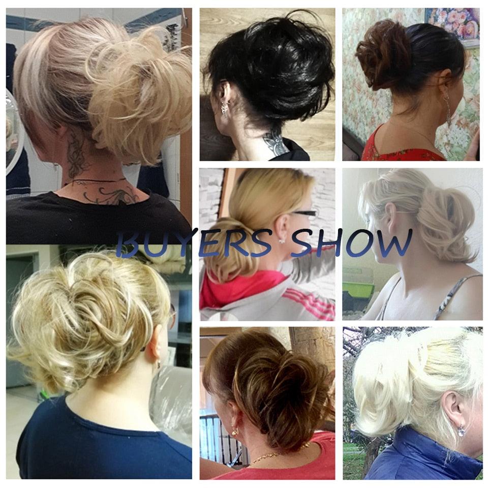 Chignon désordonné synthétique avec élastiques pour cheveux, beignet, queue de cheval droite, pièces de cheveux pour femmes, extensions de cheveux à clipser pour chignons volumineux pour filles