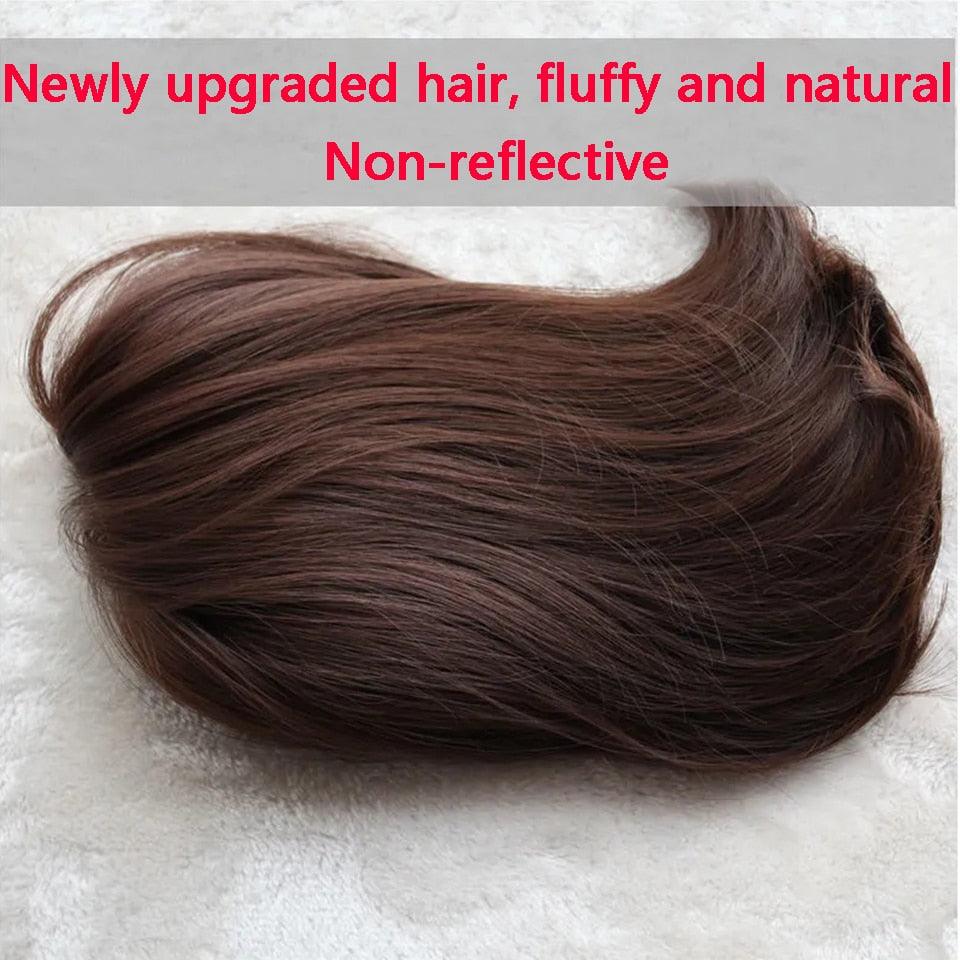 Perruques synthétiques courtes ondulées pour femmes, perruque naturelle avec raie latérale, cheveux noirs bruns, résistante à la chaleur, pour usage quotidien, perruques cosplay pour femmes, cadeaux pour petites amies