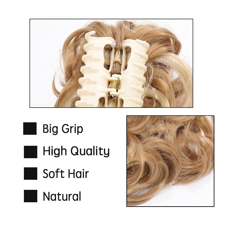 Chignons synthétiques courts et bouclés pour femme, pinces à cheveux, perruques noires et marron pour femmes noires, perruques de cosplay pour femme