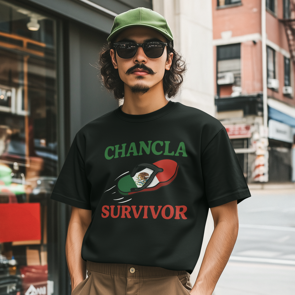 T-shirt Survivant de la Chancla Mexicaine | Design de Blague Chancleta Fierté Latino T-shirts Drôles Viraux | Mexique | Unisexe