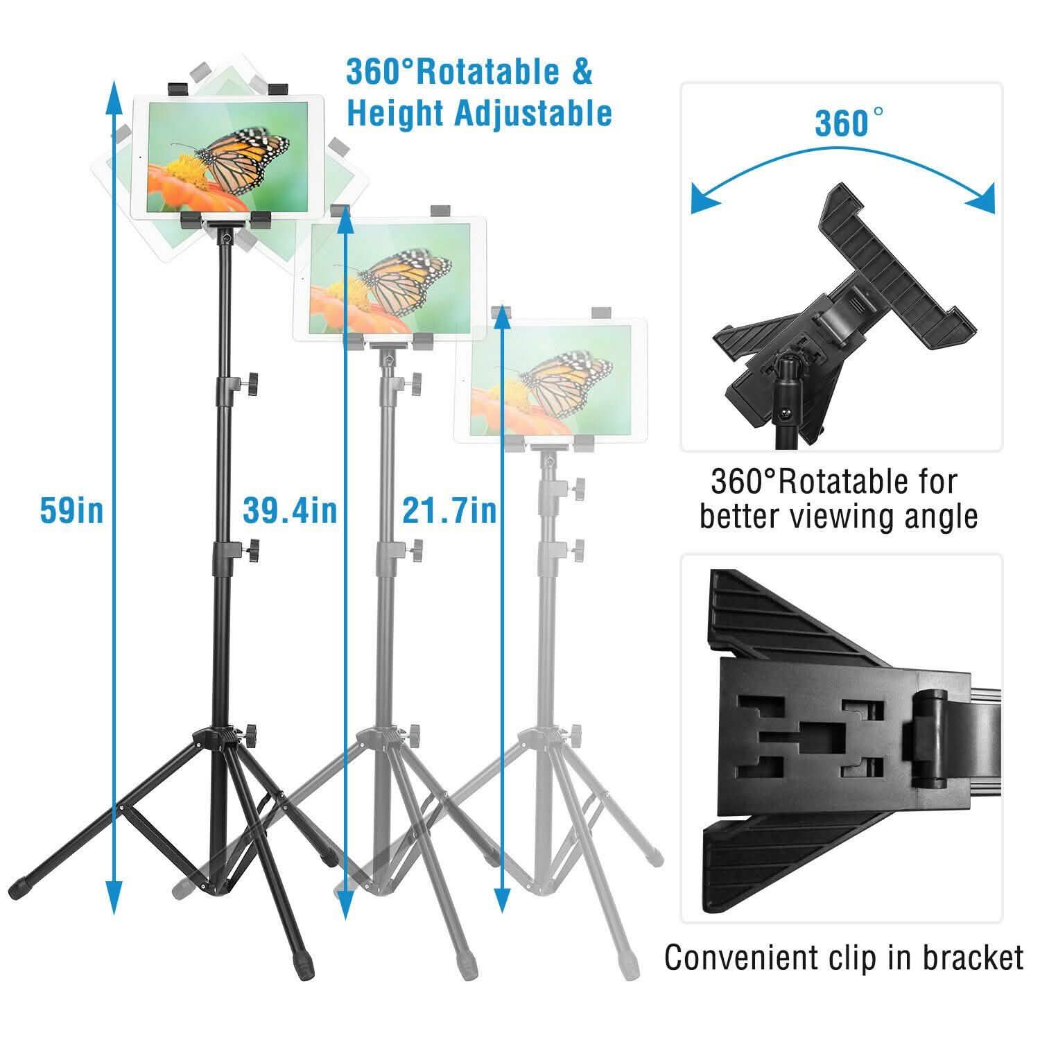 Trépied de tablette rotatif à 360° pour montage sur table