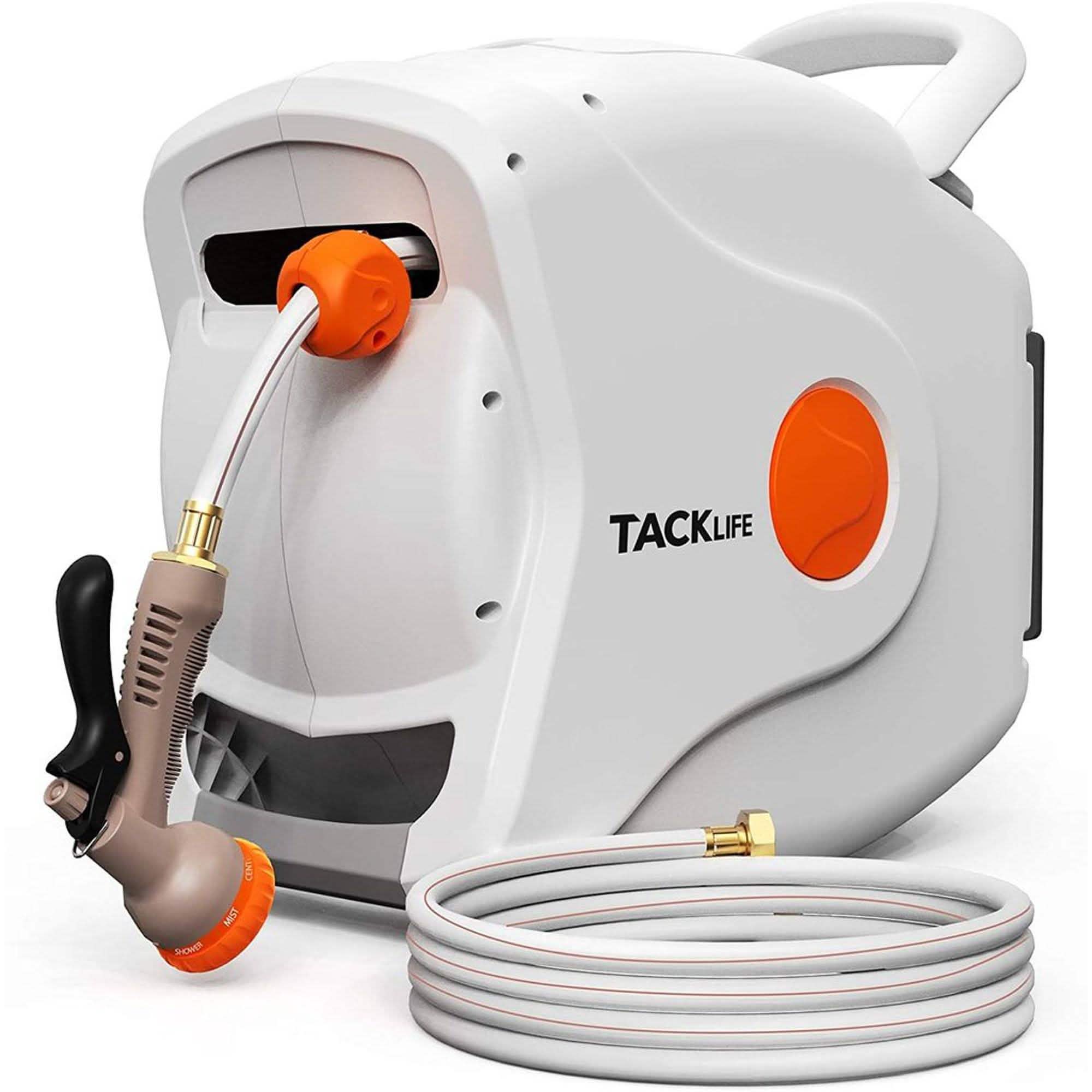 Dévidoir de tuyau d'arrosage rétractable TACKLIFE 25+2,5 m 16 mm Fixation murale