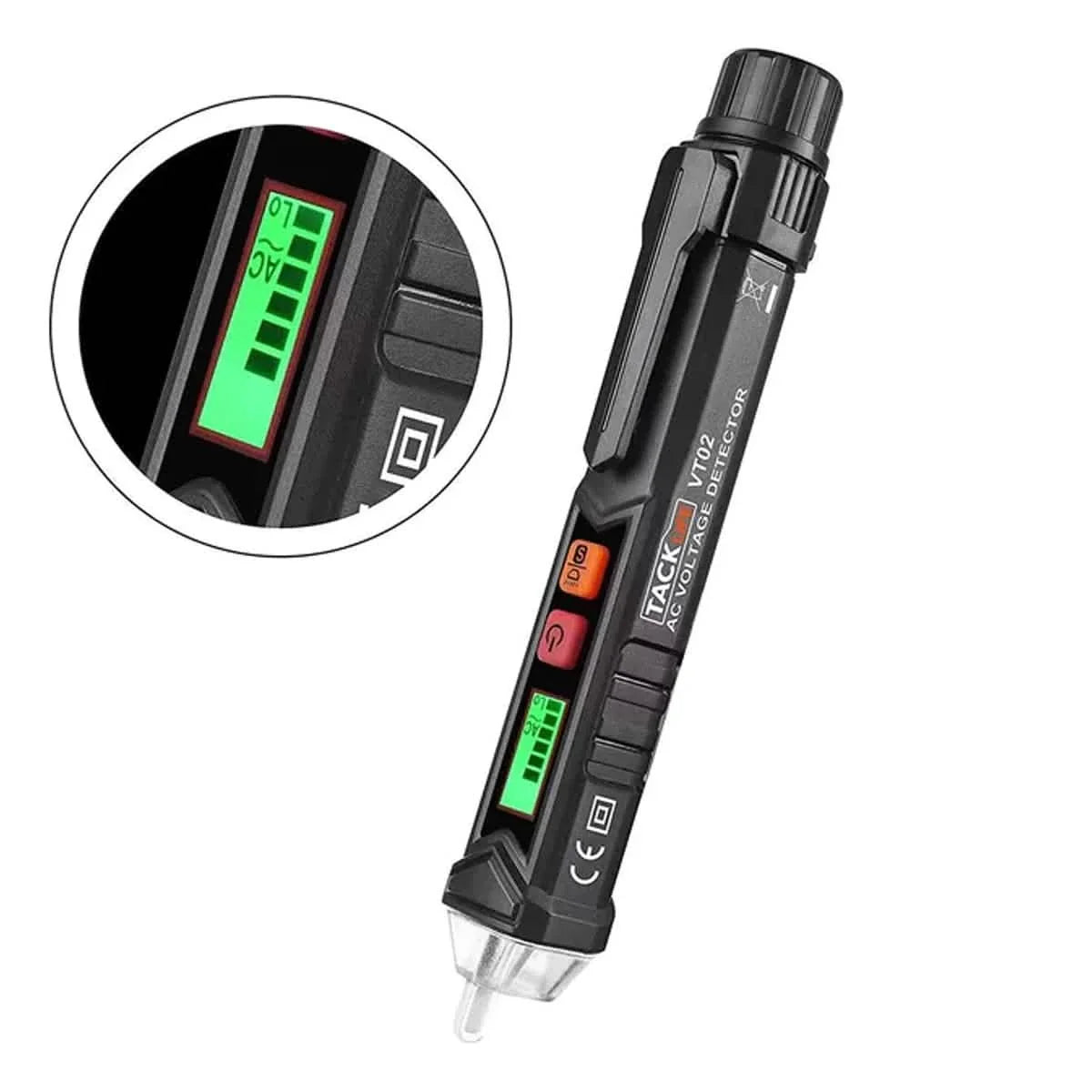 TACKLIFE Testeur de tension AC sans contact avec sensibilité réglable, écran LCD VT02