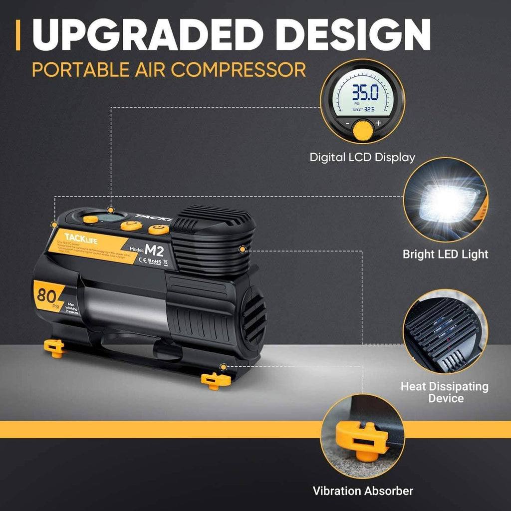 Compresseur d'air portable numérique 12 V CC Tacklife M2
