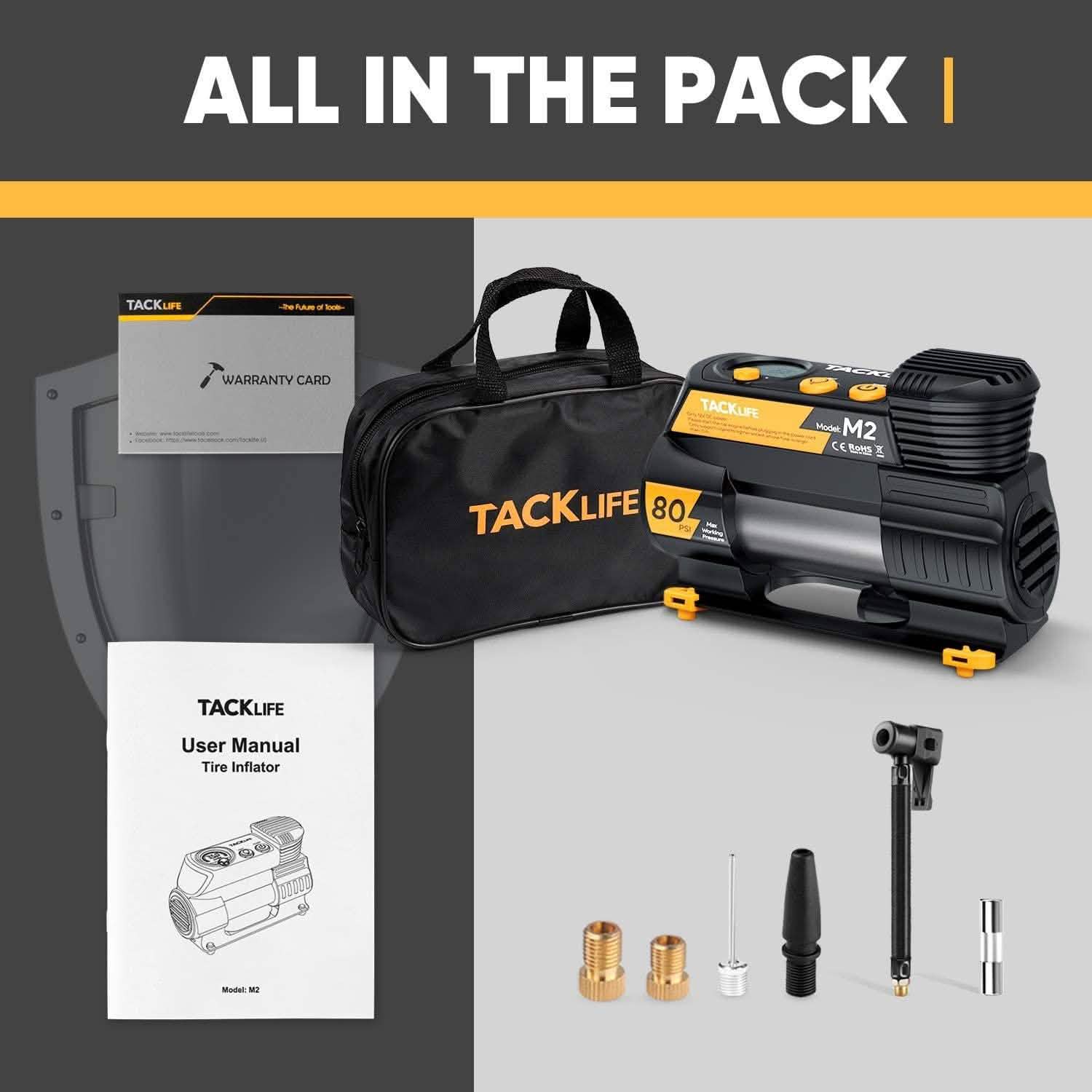 Compresseur d'air portable numérique 12 V CC Tacklife M2