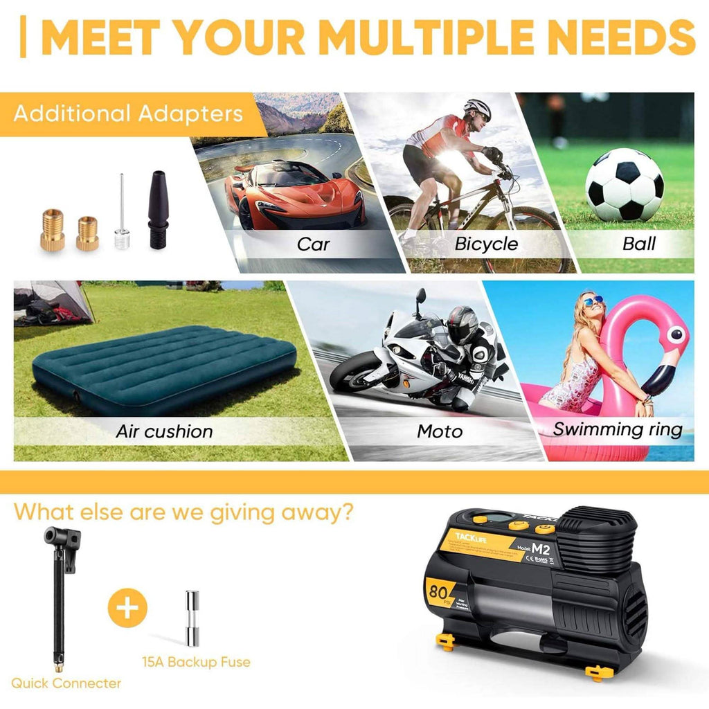 Compresseur d'air portable numérique 12 V CC Tacklife M2