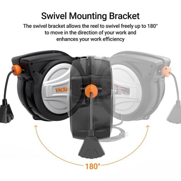 Tacklife Rallonge Rétractable, Enrouleur de Câble de 19,8 m + 1,4 m