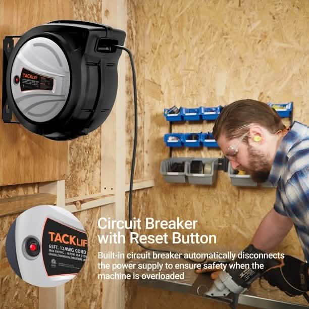 Tacklife Rallonge Rétractable, Enrouleur de Câble de 19,8 m + 1,4 m