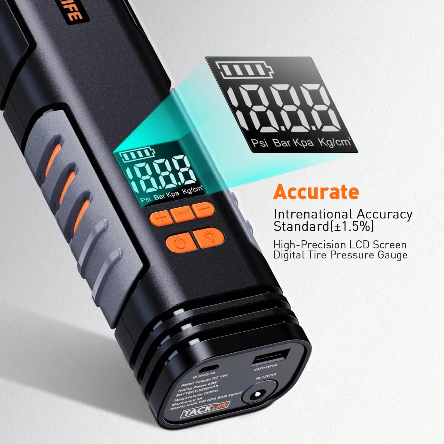Compresseur portable sans fil rechargeable Tacklife X1