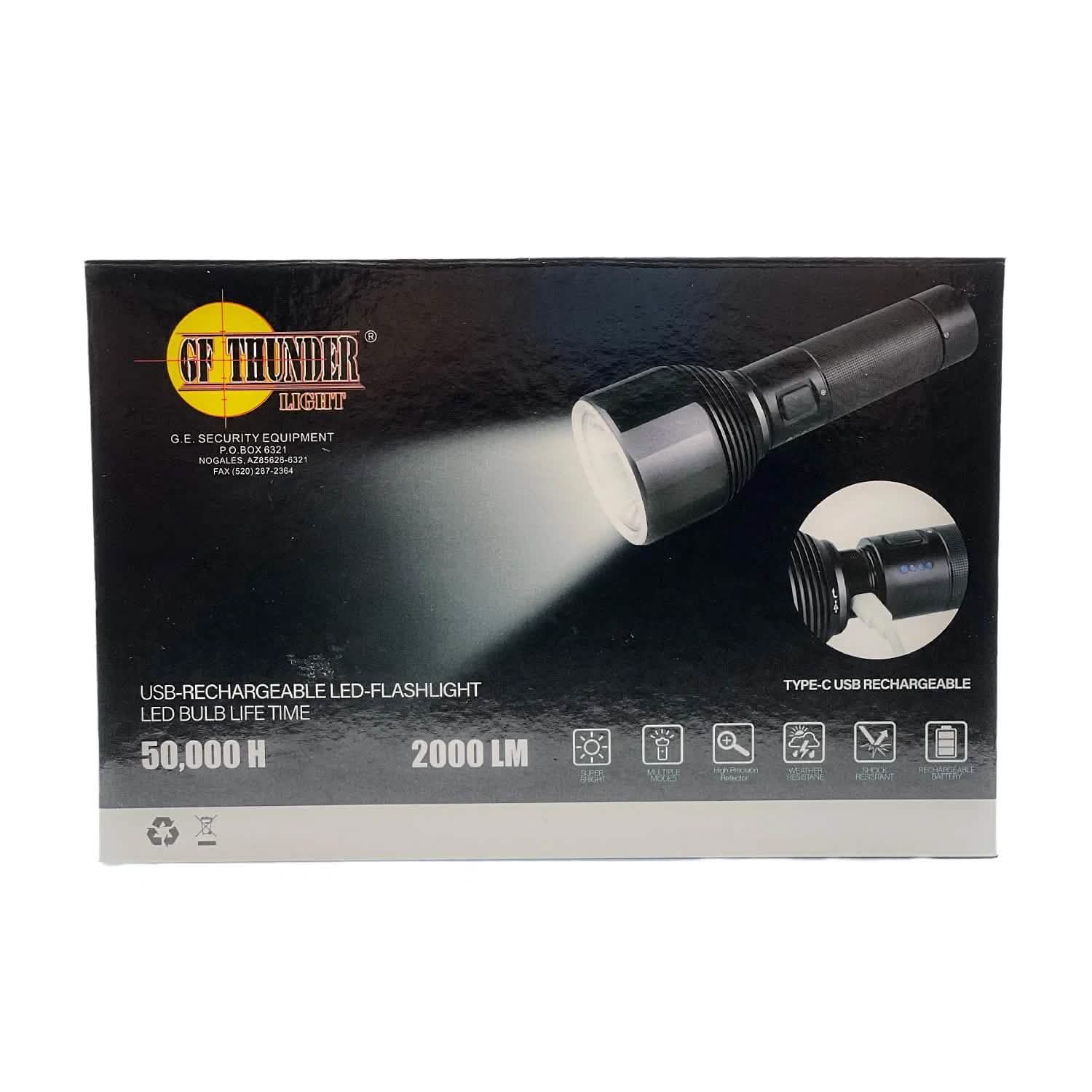Lampe torche tactique LED 2000 lumens