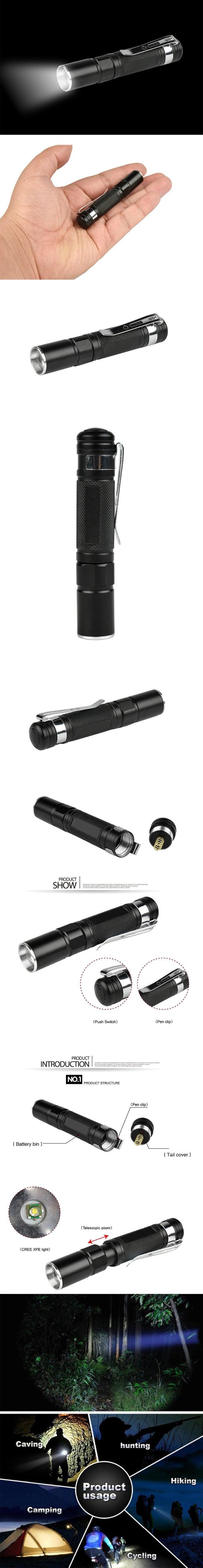 Lampe torche tactique réglable, mini-lampes de poche LED super lumineuses avec clip de ceinture, étanches et zoomables, les plus lumineuses, portables et puissantes pour la randonnée et le camping