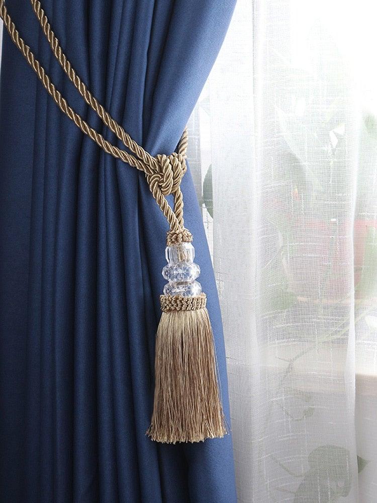 Embrasse de Rideau à Pendentif Boule de Cristal Perles Accroche Rideau Accroches-Rideaux Embrasses de Rideau pour Rideaux Embrasse Rideau Macramé Attache Rideau Ruban Accroche-Rideau Magnifique Corde de Retenue pour Rideau