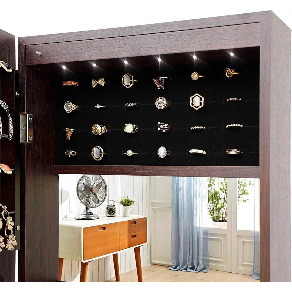 Tesmula Fashion Armoire à bijoux simple avec miroir et lumières LED