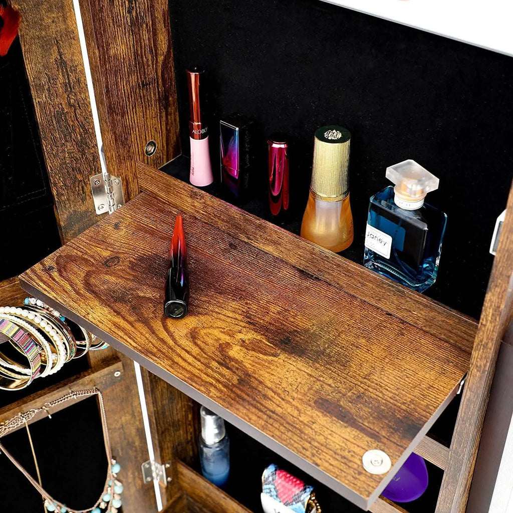 Tesmula Fashion Armoire à bijoux simple avec miroir et lumières LED