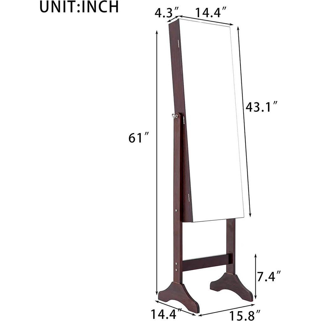 Tesmula Fashion Armoire à bijoux simple avec miroir et lumières LED