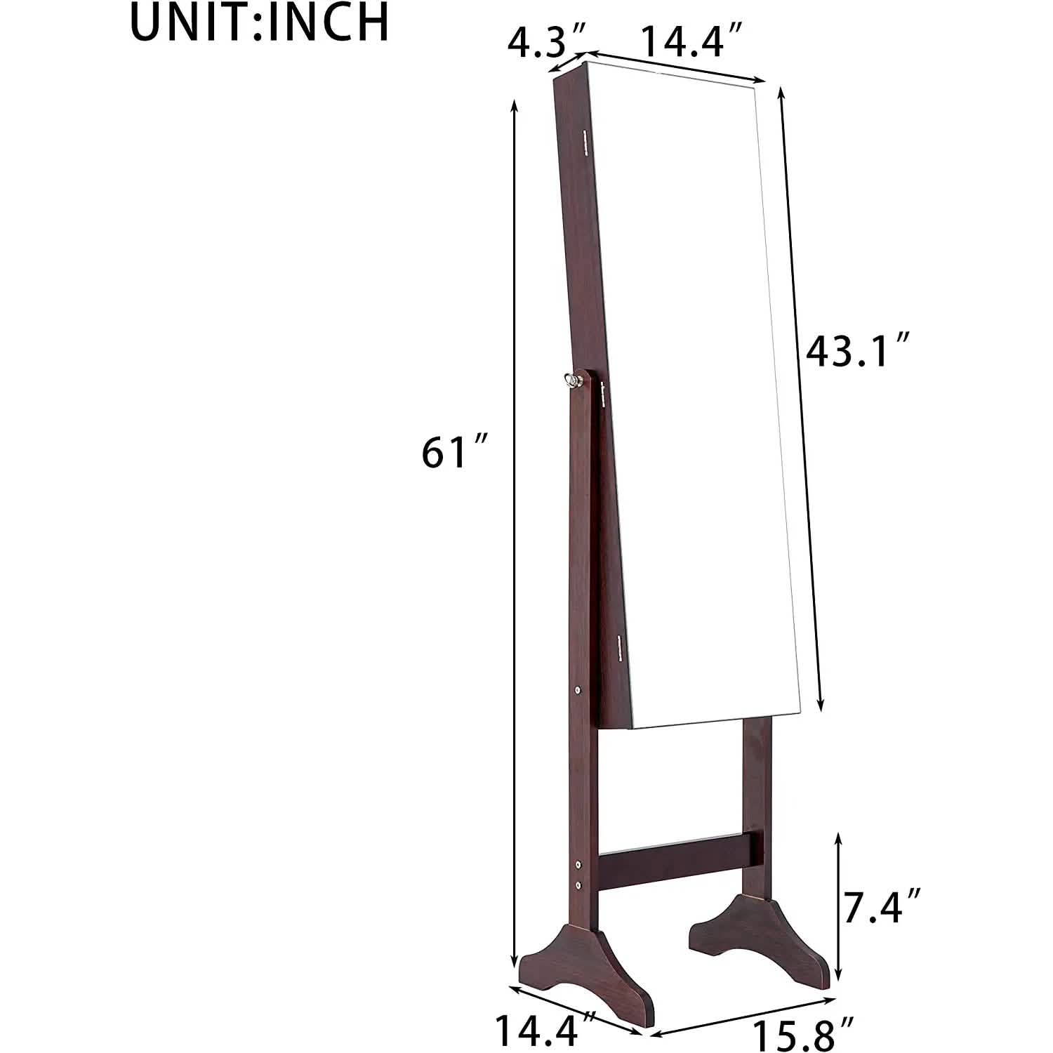 Tesmula Fashion Armoire à bijoux simple avec miroir et lumières LED