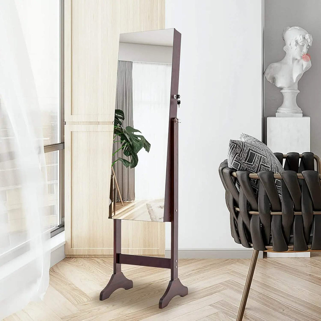 Tesmula Fashion Armoire à bijoux simple avec miroir et lumières LED