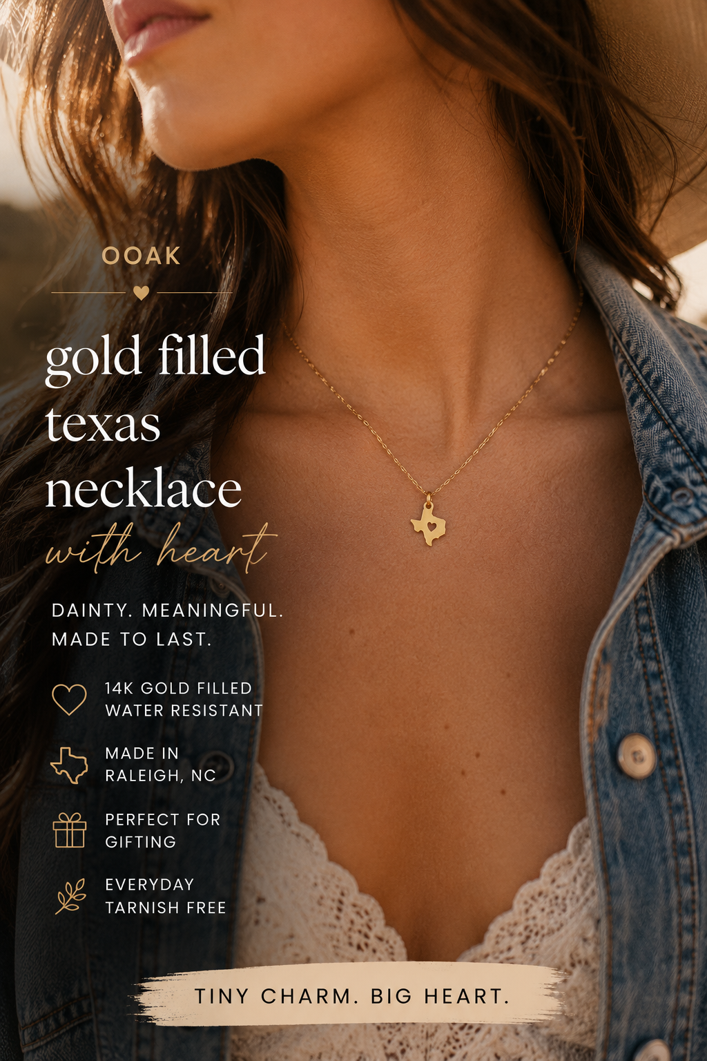 Collier en or 14 carats laminé Texas State